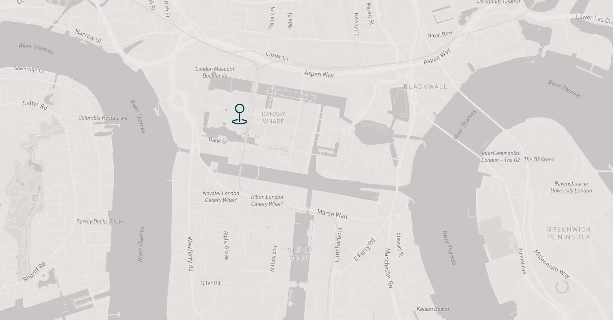 Map showing Cascade apartments location in Canary Wharf, London E14