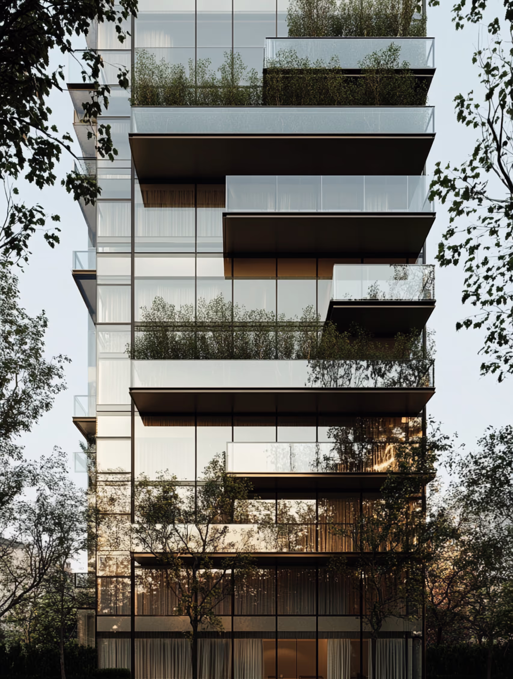 Vertical garden facade of Cascade apartments in London